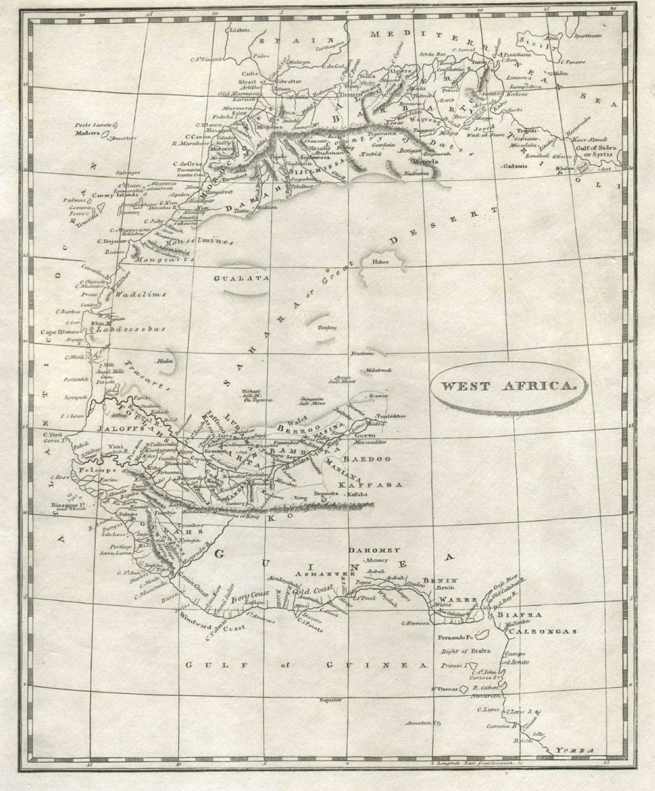 West Africa by Arrowsmith & Lewis 1812 old antique vintage map plan chart